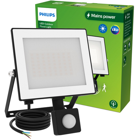 Reflektor LED 30W 3200lm 3000K IP65 se senzorem pohybu a soumraku Black Lois Philips