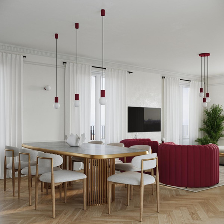 Závěsné svítidlo s převisem G9 Round Maroon Modern Matte Halo Sollux