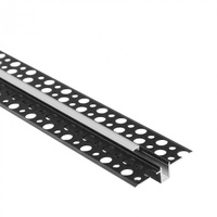 Hliníkový LED profil pro sádrokarton REGIPS Zapuštěný pod omítku Černý 2m s matným difuzorem pro LED pásky + krytky Ecolight řady GPW