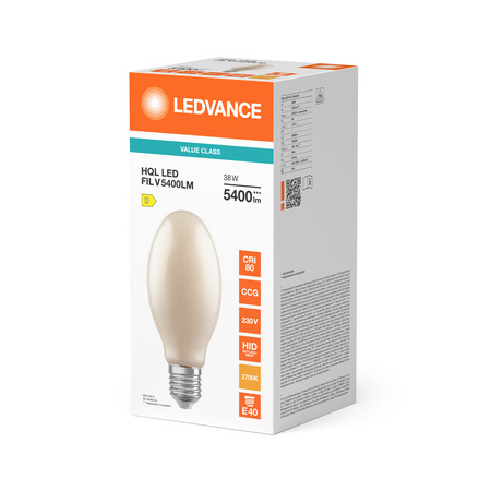 LED žárovka HQL E40 38W = 125W 5400lm 2700K teplá bílá FILAMENT LEDVANCE