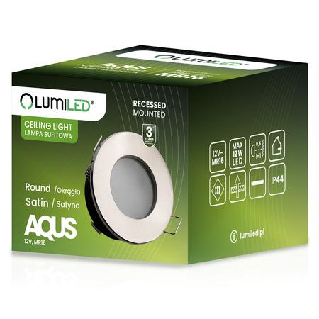 Halogenová Osvětlení Podhledová Koupelnová Hermetická GU10, IP44 Stálá Satén AQUS LUMILED