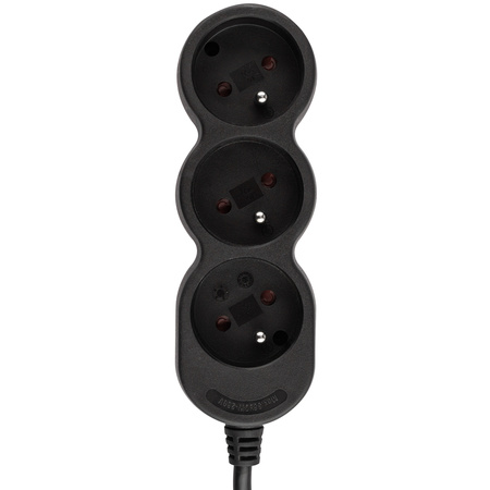 Síťový prodlužovací kabel s uzemněním 3 zásuvky 5m černý kabel Lendo Lumiled