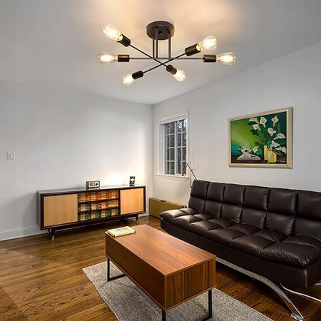 Lustr Stropní závěsné světlo Dekorativní 6x E27 Černá 70cm Masterled