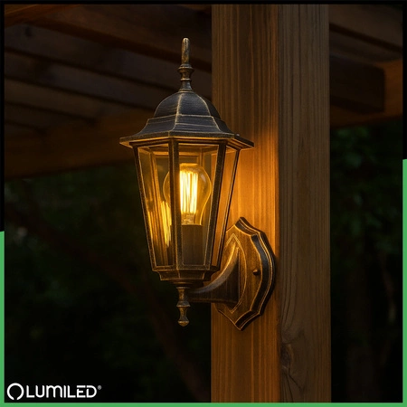 Zahradní nástěnná lampa lucerna E27, Patina BELLIS LUMILED