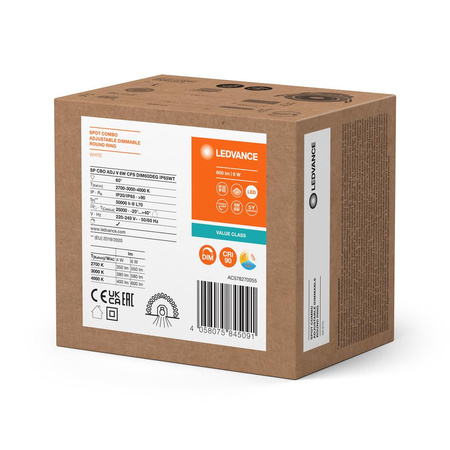 LED panelové bodové svítidlo 6W 600lm CCT stmívatelné Mesh White Downlight Slim Ledvance