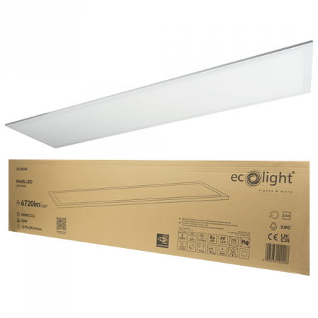 LED panel 120x30 Zapuštěný podstavec 50W 4500lm 3000K Teplá bílá Ecolight