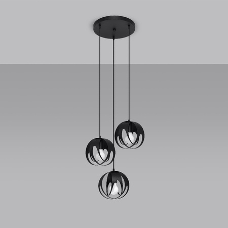 LED závěsné stropní svítidlo TULOS 3P 3xE27 černé SOLLUX