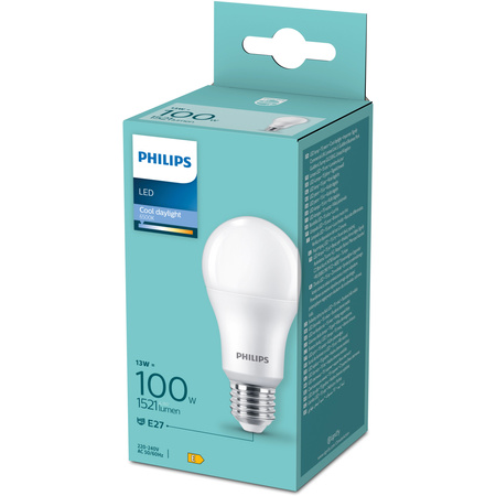 LED žárovka E27 A60 13W = 100W 1521lm 6500K Cold 180° Essential Philips