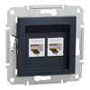 Double Computer Socket 2x RJ45 kat. 5e UTP bez rámečku Antracit SCHNEIDER ASFORA