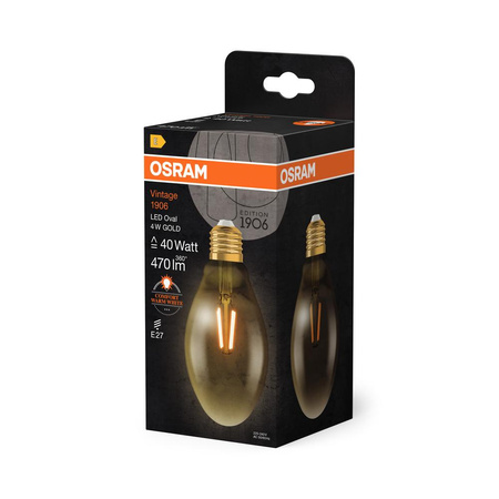 LED žárovka E27 OVAL 4W = 40W 470lm 2400K Warm 300° OSRAM Vintage 1906