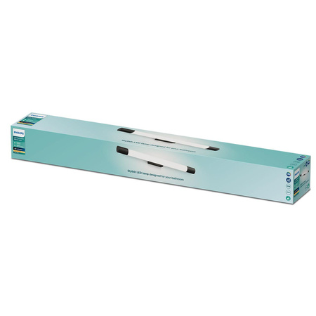 LED Světlo nad Zrcadlo 10W 1500lm 2700K 60cm IP44 Černá Rover Philips