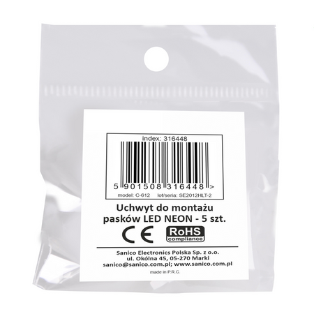 Neonový držák LED pásku. 5 kusů