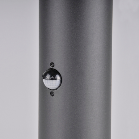 Zahradní lampa LED E27 TUBA LOW Graphite 44cm DALLAS GOLDLUX (Polux) s pohybovým a soumrakovým senzorem