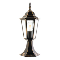 Venkovní zahradní lampový stožár LANTERN E27 pro LED IP44 Černá a zlatá LO4104 Kobi
