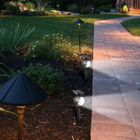 LED solární zahradní světlo Reflektor 0,4 W IP44 Soumrakový senzor Studená barva