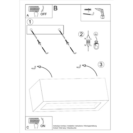 Nástěnné svítidlo LED VEGA E27 Obdélníkové 30cm Beton SOLLUX