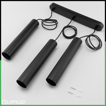 Stropní závěsné svítidlo 29cm Reflektor 3x GU10 LED SOPLO Black LUMILED