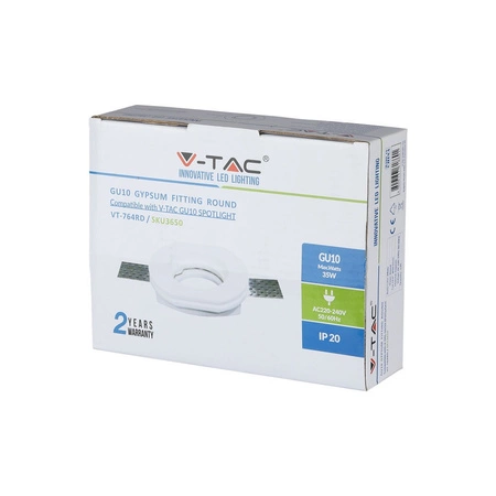 Stropní svítidlo zapuštěná montáž GU10 kulatá bílá VT-764 V-TAC