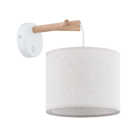 Nástěnné svítidlo ALBERO LINEN stínidlo béžová a dřevo skandinávské E27 6555 TK Lighting