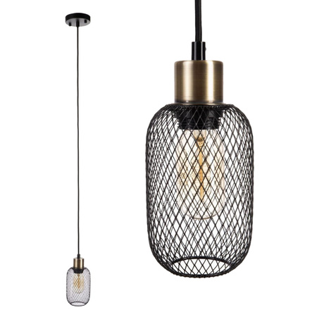 Stropní závěsné svítidlo Loft Mesh Black Overhang pro LED E27 Oval