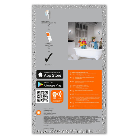 LED koupelnové svítidlo ORBIS Wave 8W 700lm Teplá bílá-Studená bílá 20cm SMART+ WiFi LEDVANCE