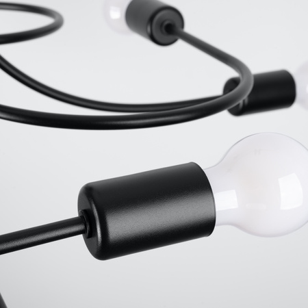 Lustr LEVAR Stropní svítidlo 8xE27 Černá Industrial SOLLUX