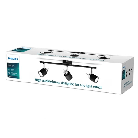 MERANTI Stropní svítidlo 3x GU10 Nástěnný reflektor Pohyblivý černý PHILIPS