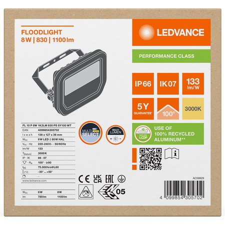 LED reflektor 8W 1100lm 3000K IP66 bílý LEDVANCE reflektor