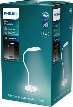 Stolní stolní lampa LED ROCK 5W 5000K stmívatelná USB bílá PHILIPS
