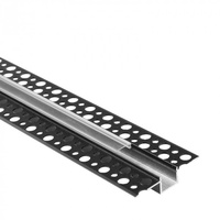 Hliníkový LED profil pro sádrokarton REGIPS Zapuštěný pod omítku černý 1m s průhledným difuzorem pro LED pásky + krytky Ecolight řady GP