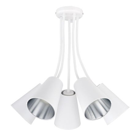 Lustr WIRE SILVER Flexibilní bílý a stříbrný moderní 5xE27 3242 TK Lighting stropní svítidlo