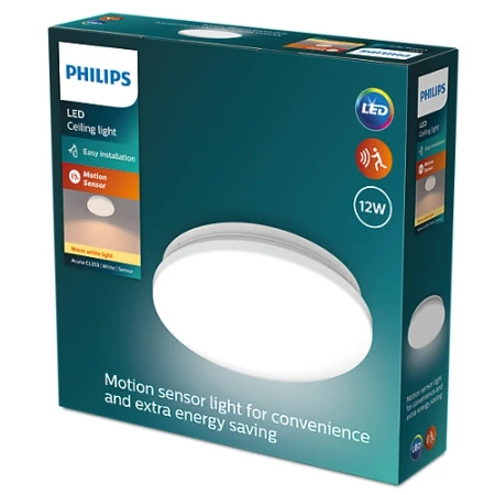 Stropní svítidlo LED Plafond 12W 1350lm 2700K se soumrakovým senzorem Bílá Acuna Philips