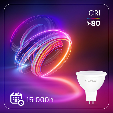 10x Žárovka LED GU5.3, MR16 8W = 80W 720lm 6500K Studená bílá 120° 12V LUMILED