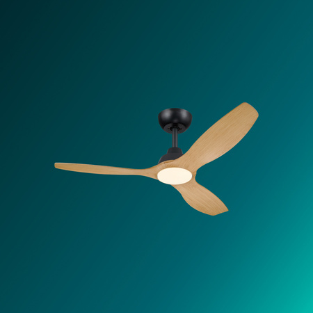 Stropní ventilátor 32W LED stropní svítidlo 24W 2650lm 3000/4300/6500K CCT Black Brown + Pilot Olas Philips