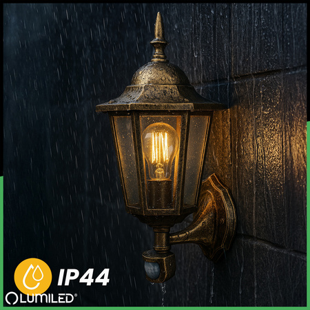 Zahradní nástěnná lampa snímač pohybu, E27 lucerna BELLIS LUMILED