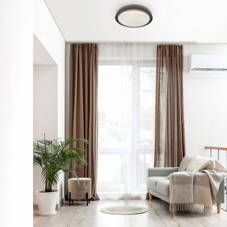 Plafond LED stropní svítidlo 48W 5300lm CCT 120° bílé černé IP44 Pilotní stmívatelné Halina Sanico Goldlux