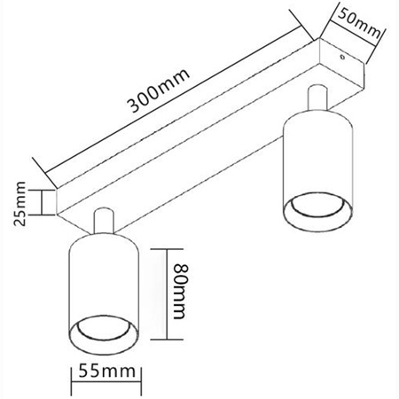 Bodové nástěnné svítidlo Bodové LED stropní svítidlo pro povrchovou montáž ČERNÁ Černá Moderní 2xGU10