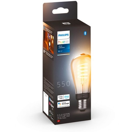 LED Edison E27 ST64 7W CCT PHILIPS HUE White & Ambiance Filament Bluetooth Zigbee žárovka