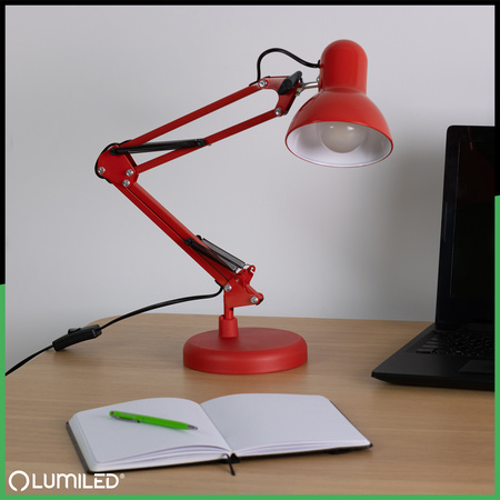 Stolní lampa E27, Červená + držák na stůl TOBI LUMILED