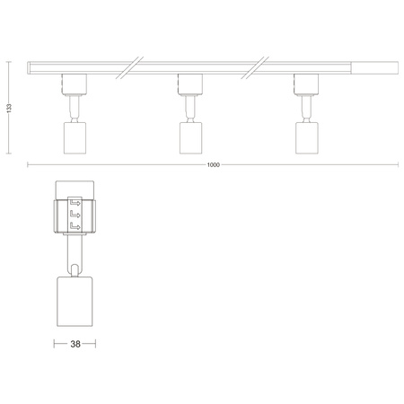 Sada závěsných světel pro autobusy 1m + 3x LED GU10 jednofázová bílá EasyLink Tobia Philips