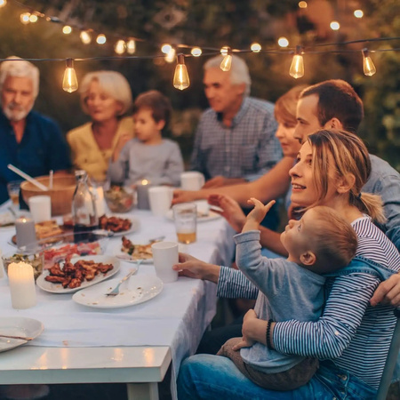 LED Solární řetěz, 20x LED Ozdobné Žárovky Edison ST58 11.48m 3000K Teplá bílá EREMI LUMILED