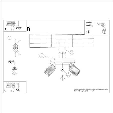 Bodové reflektorové stropní svítidlo Tuba 4x GU10 Ochre Red Carbon Deep Space SL.1640 Sollux