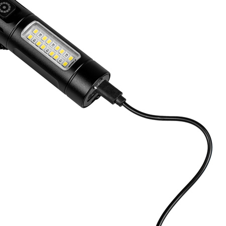 Dobíjecí LED taktická svítilna 5W 260lm Ruční napájení + SMD VA0184 VAYOX