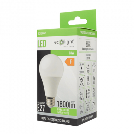 LED žárovka A70 E27 18W 1620lm 3000K teplá bílá Ecolight