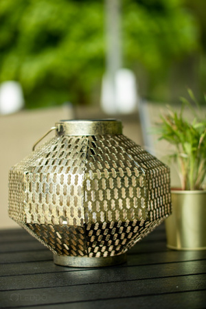 LED solární lampa Lucerna zahradní vlákno LANTERN závěsná kovová měď