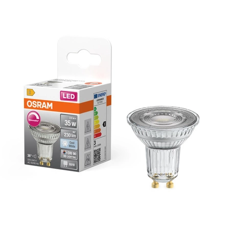 LED PAR16 reflektor GU10 2,4W = 35W 230lm 4000K neutrální bílá CRI90 36° Stmívatelný SUPERSTAR PLUS CLASSIC Osram