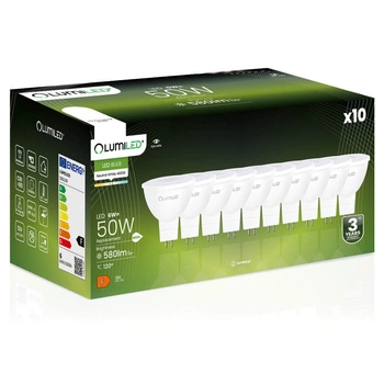 10x Žárovka LED MR16, GU5.3 6W = 50W 580lm 4000K 12V Neutrální bílá 120° LUMILED