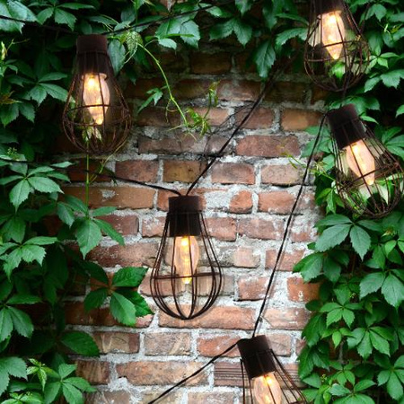 SOLAR GIRLAND zahrada DECORATED 3.8 m 10 závěsných drátěných žárovek LOFCIK 2900K