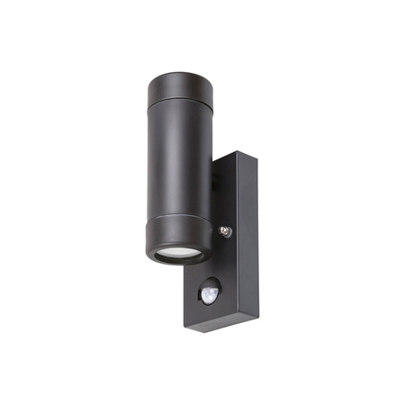 Zahradní lampa LED nástěnná lampa MEDINA 2xGU10 IP44 Up-Down s pohybovým senzorem Černá RABALUX