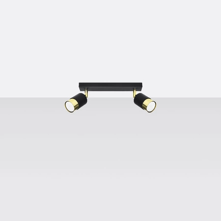NERO stropní svítidlo 2xGU10 Reflektor Halogenové svítidlo Pohyblivé 30cm Černá Zlatá SOLLUX